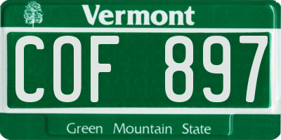 VT license plate COF897