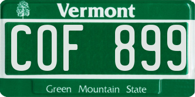 VT license plate COF899
