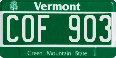 VT license plate COF903
