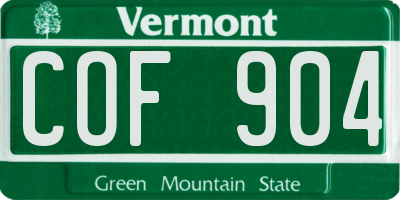 VT license plate COF904