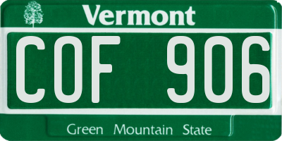 VT license plate COF906