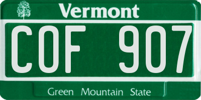 VT license plate COF907