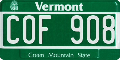 VT license plate COF908