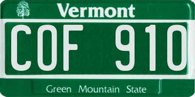VT license plate COF910