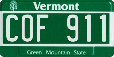 VT license plate COF911