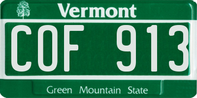 VT license plate COF913