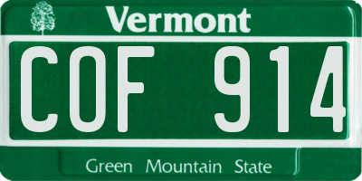 VT license plate COF914
