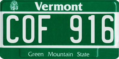 VT license plate COF916