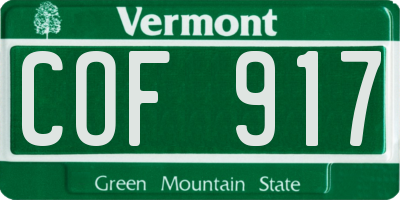 VT license plate COF917