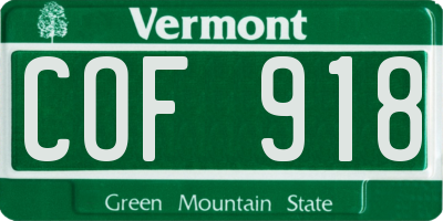 VT license plate COF918