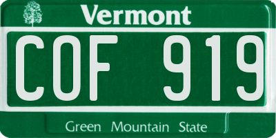VT license plate COF919