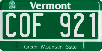 VT license plate COF921