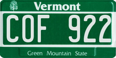 VT license plate COF922