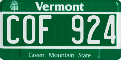 VT license plate COF924