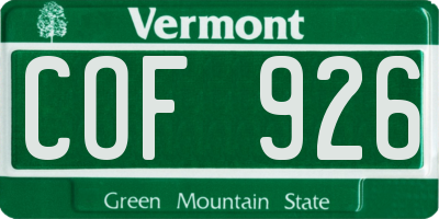 VT license plate COF926