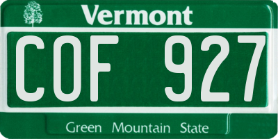 VT license plate COF927