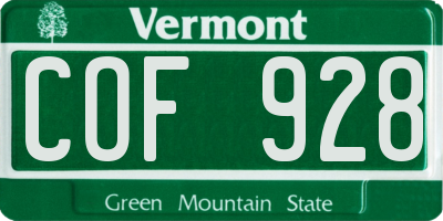VT license plate COF928