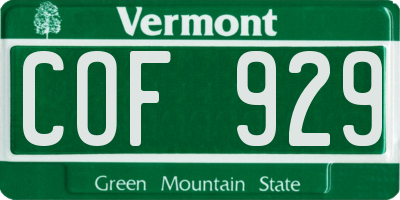 VT license plate COF929