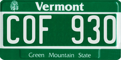 VT license plate COF930