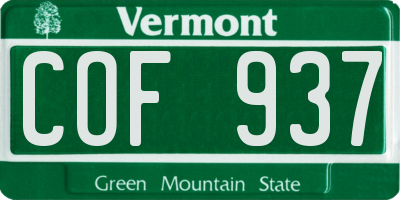 VT license plate COF937
