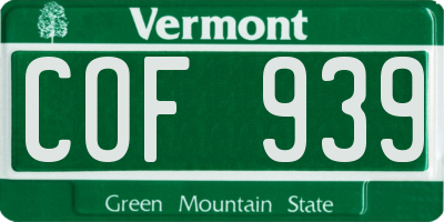 VT license plate COF939