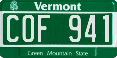 VT license plate COF941