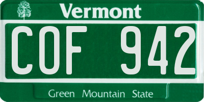 VT license plate COF942
