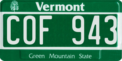 VT license plate COF943