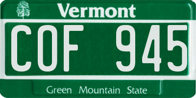 VT license plate COF945