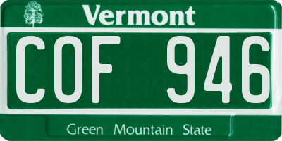 VT license plate COF946
