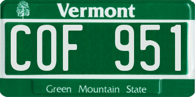 VT license plate COF951