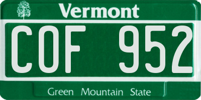 VT license plate COF952
