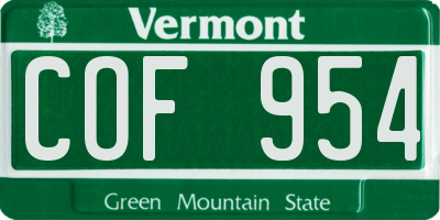 VT license plate COF954