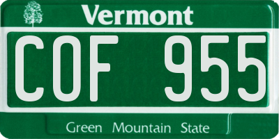 VT license plate COF955