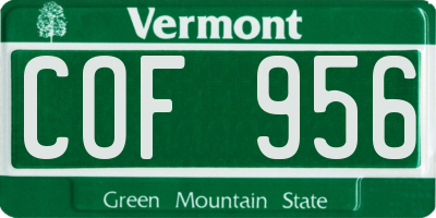VT license plate COF956