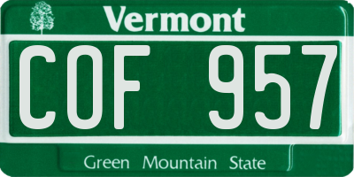 VT license plate COF957