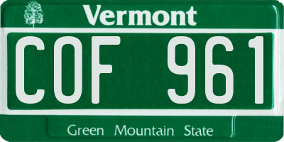 VT license plate COF961