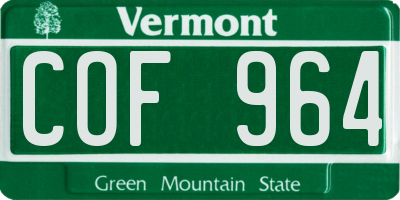 VT license plate COF964