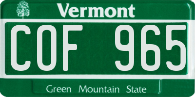VT license plate COF965