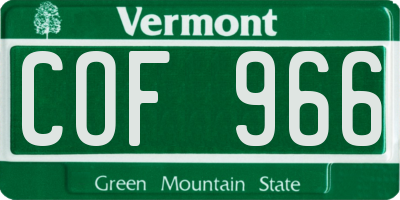 VT license plate COF966