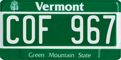 VT license plate COF967