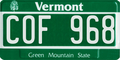 VT license plate COF968
