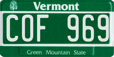 VT license plate COF969