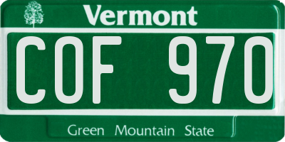 VT license plate COF970