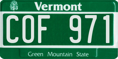 VT license plate COF971