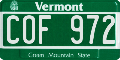 VT license plate COF972