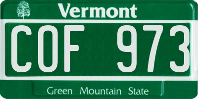 VT license plate COF973