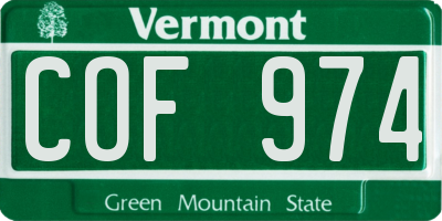 VT license plate COF974