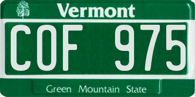 VT license plate COF975