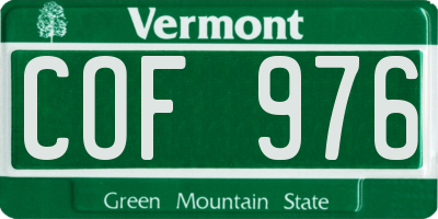 VT license plate COF976